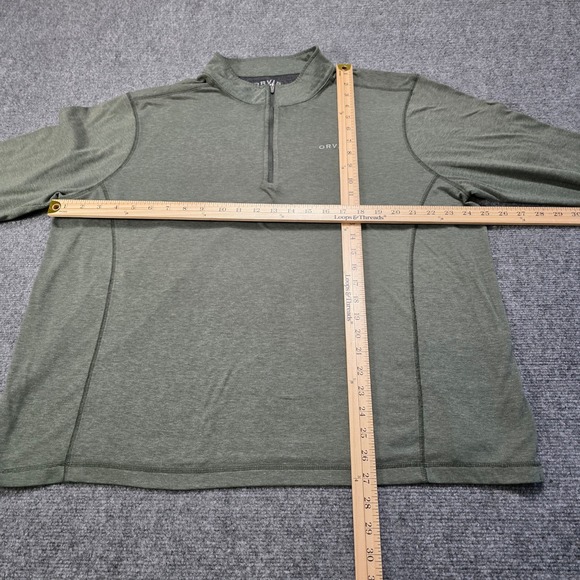 Orvis Men's XXL Green Quarter Zip Pullover Long Sleeve Performance Shirt - Picture 4 of 8